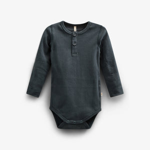 Long Sleeve Cotton Rib Bodysuit - Kids - Forest Green | 100560 Manson