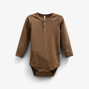 Long Sleeve Cotton Rib Bodysuit - Kids - Coffee | 100561 Manson