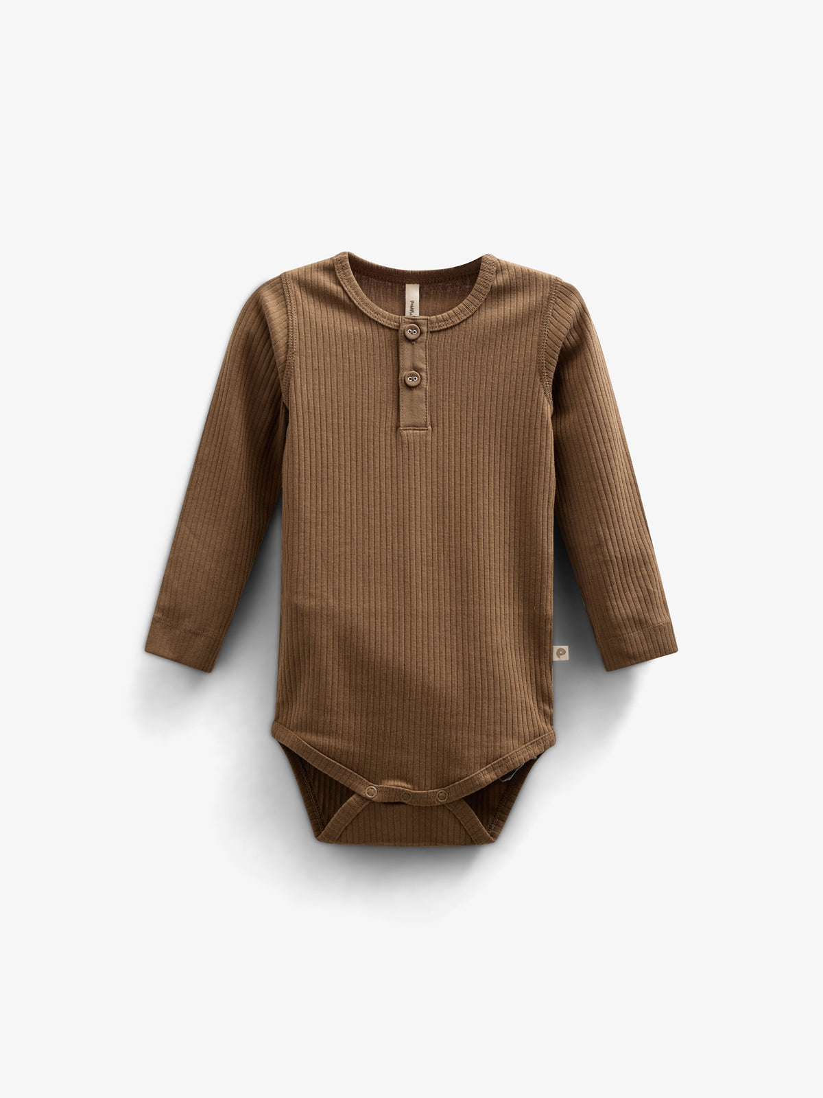 Long Sleeve Cotton Rib Bodysuit - Kids - Coffee | 100561 Manson