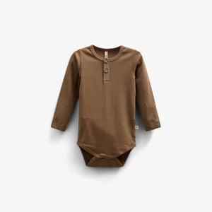 Long Sleeve Cotton Rib Bodysuit - Kids - Coffee | 100561 Manson