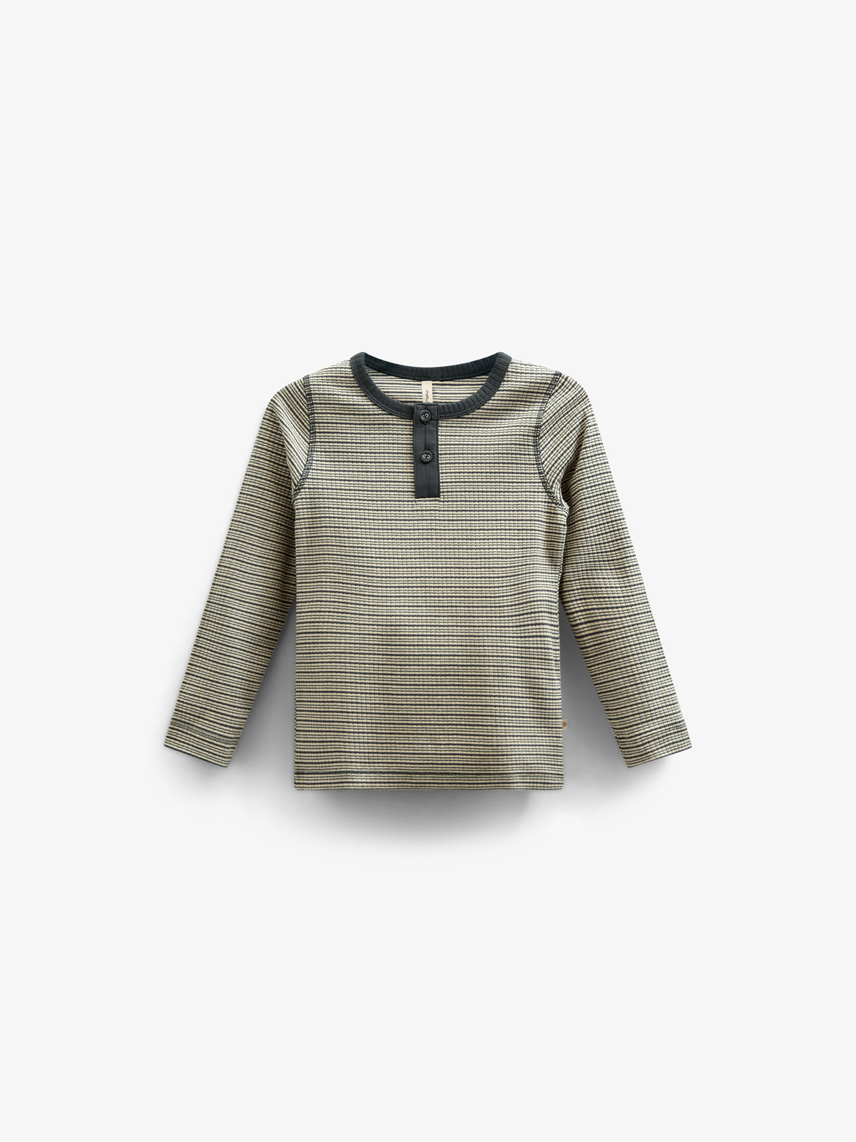 Long Sleeve Cotton Rib T-shirt - Kids - Forest Green Stripe | 100562 Manson