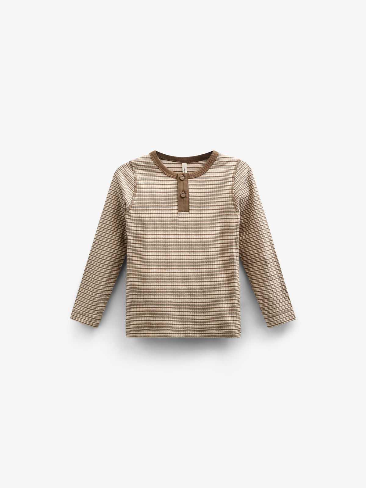 Long Sleeve Cotton Rib T-shirt - Kids - Coffee Stripe | 100564 Manson