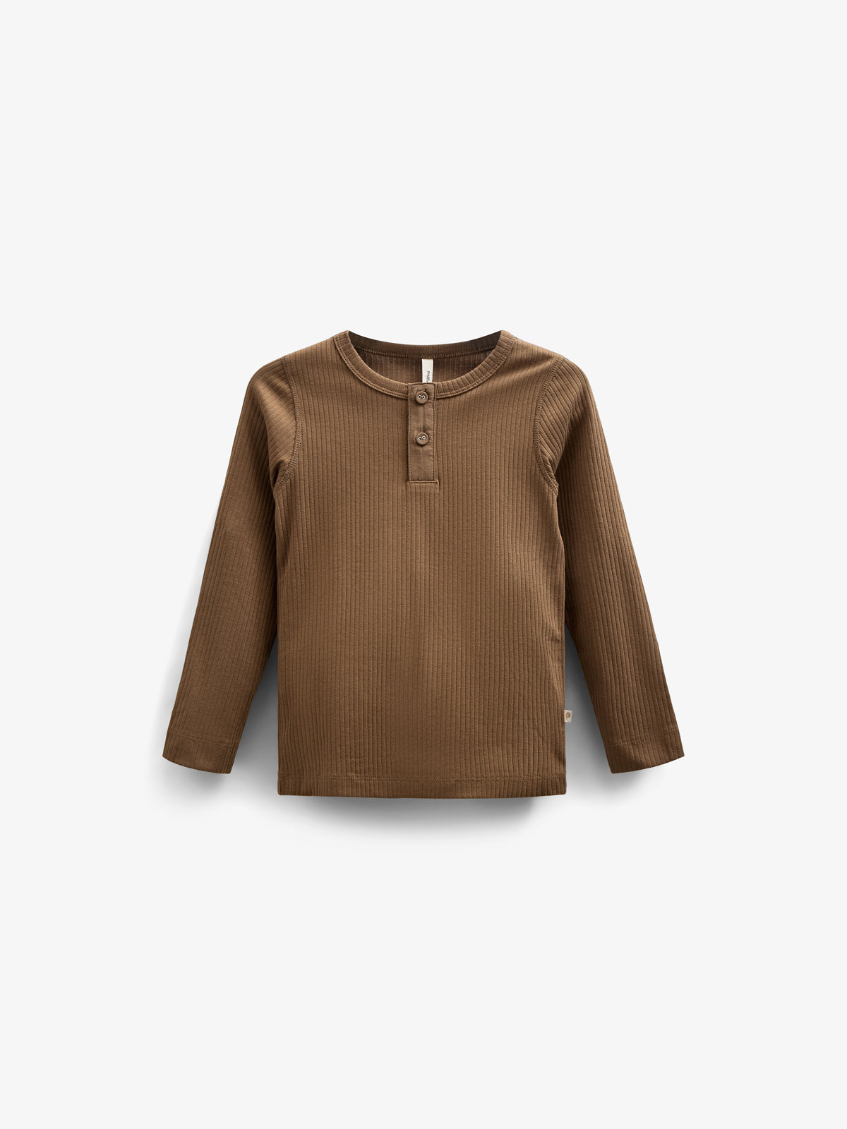 Long Sleeve Cotton Rib T-shirt - Kids - Coffee | 100568 Manson