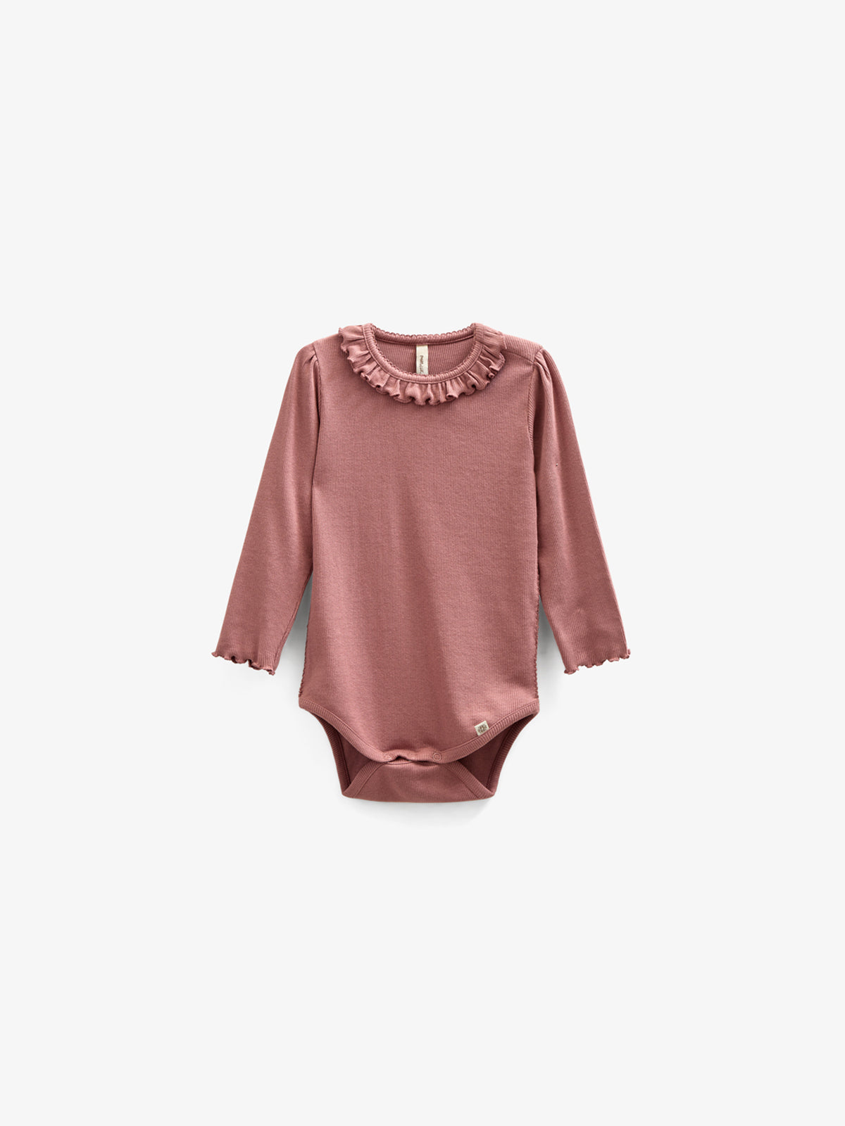 Long Sleeve Modal Rib Bodysuit with Picot edge - Kids - Old Rose | 100575 Mia