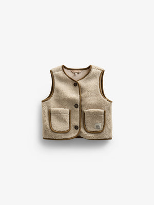 Pile Vest with Buttons - Kids - Nature | 100629 Mayfield