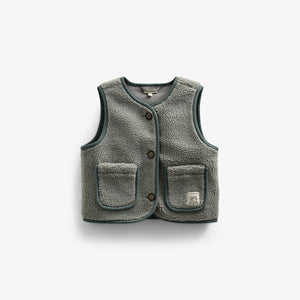 Pile Vest with Buttons - Kids - Dusty Green | 100630 Mayfield