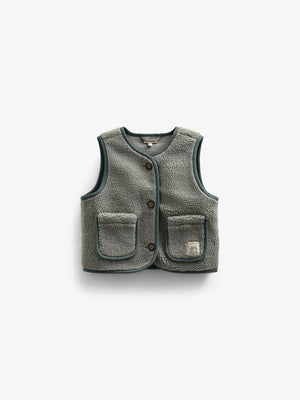 Pile Vest with Buttons - Kids - Dusty Green | 100630 Mayfield