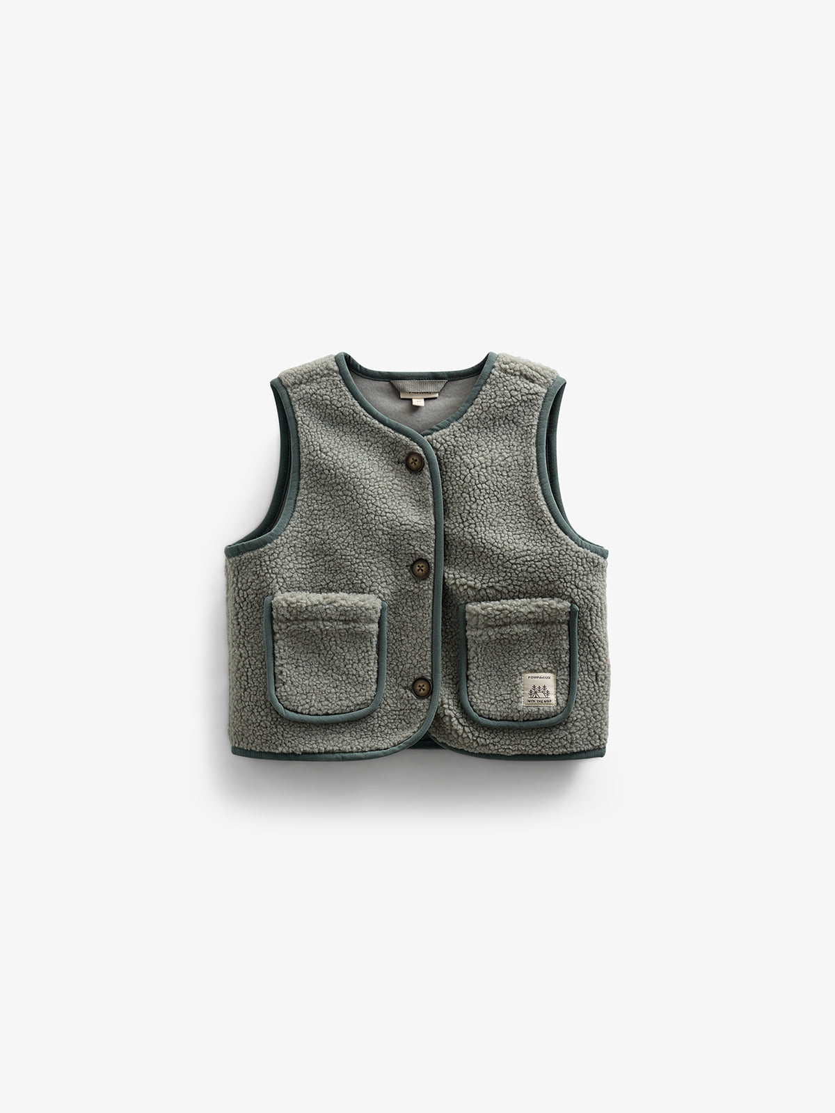Pile Vest with Buttons - Kids - Dusty Green | 100630 Mayfield