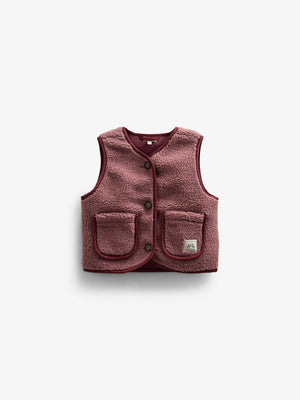 Pile Vest with Buttons - Kids - Old Rose | 100631 Mayfield