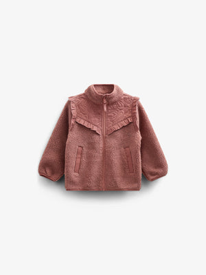 Pile Zip Jacket with Frills - Kids - Old Rose | 100636 Madison