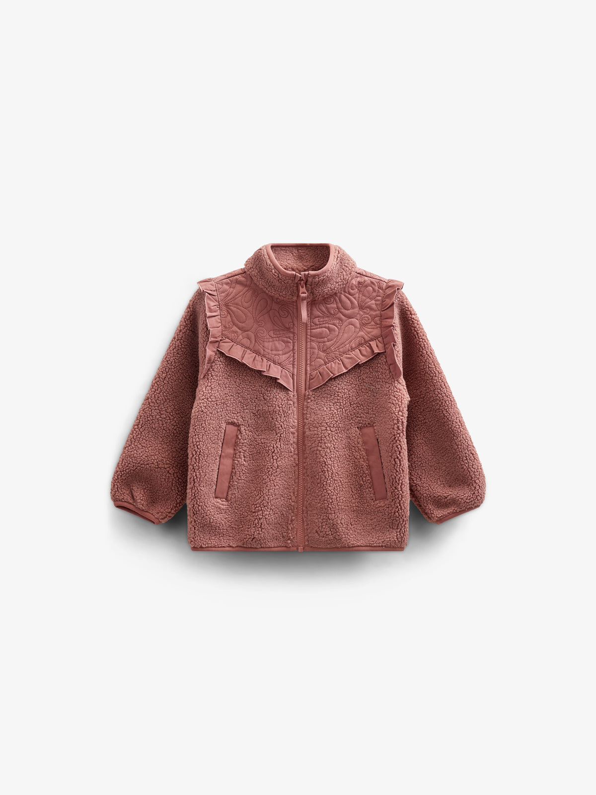 Pile Zip Jacket with Frills - Kids - Old Rose | 100636 Madison
