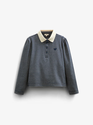 Striped Poloshirt - Tween - Navy Stripe | 100647 Elise