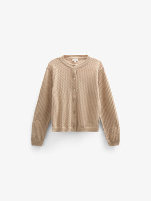 Cotton Pointelle Cardigan - Kids - Caffe Latte | 100683 Esme