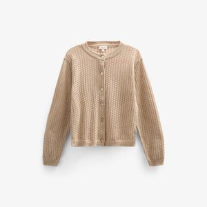 Cotton Pointelle Cardigan - Tween - Caffe Latte | 100684 Esme