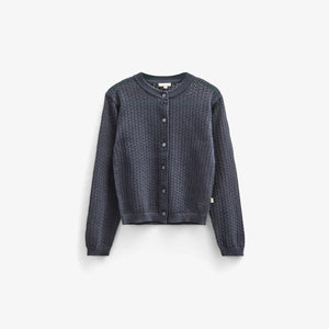 Cotton Pointelle Cardigan - Kids - Navy | 100687 Esme