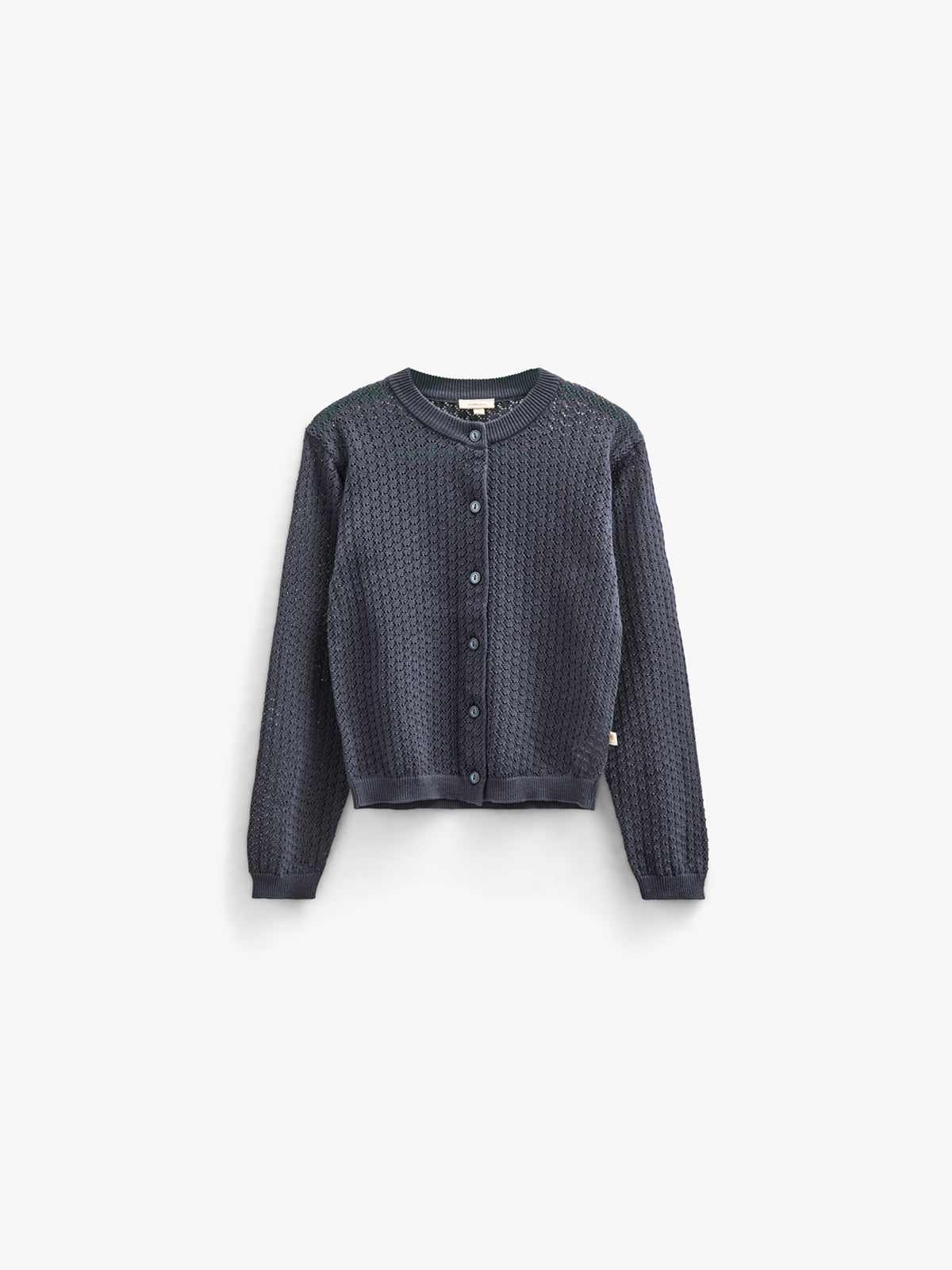 Cotton Pointelle Cardigan - Kids - Navy | 100687 Esme
