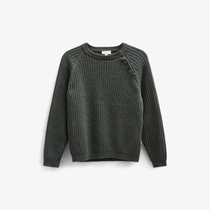 Cotton Knit Sweater - Kids - Forest Green | 100689 Jett