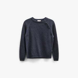 Cotton Knit Sweater - Kids - Navy | 100693 Jett