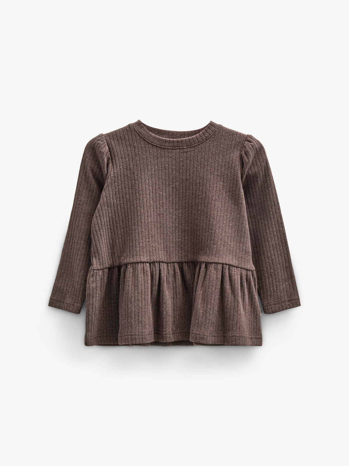 Soft Rib Peplum Blouse - Kids - Chocolate Melange | 100699 Alana