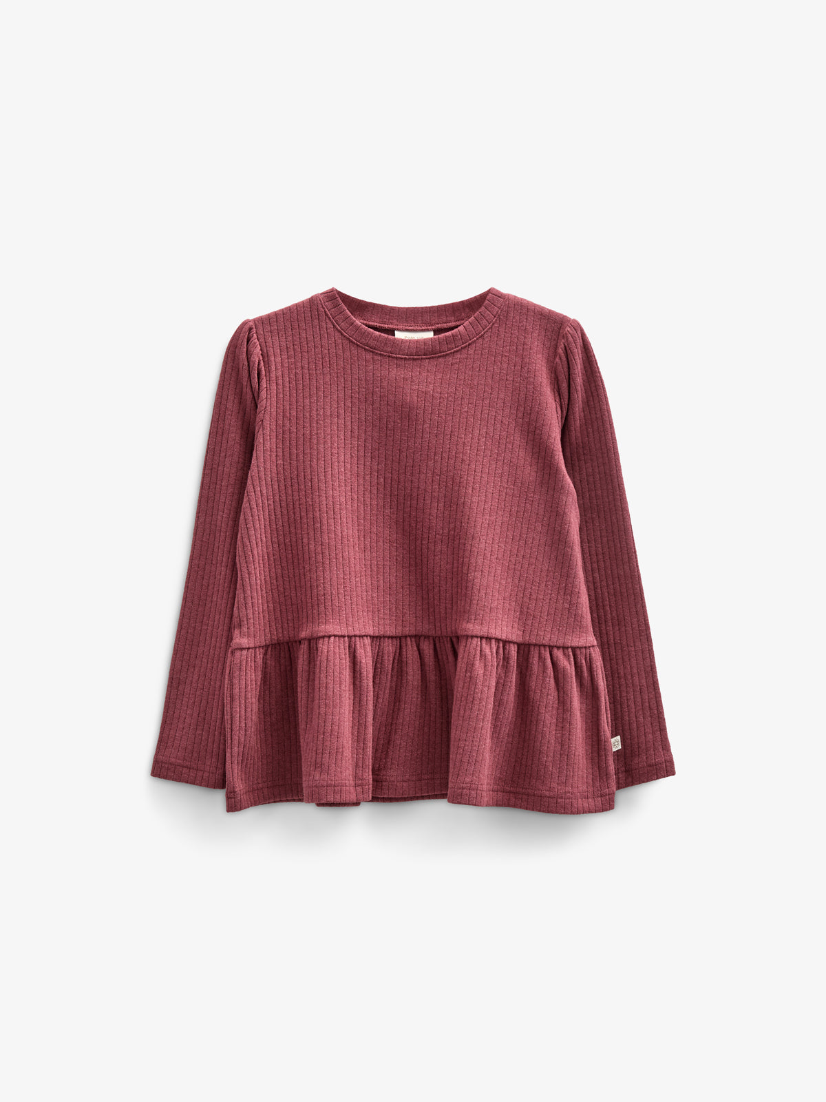 Soft Rib Peplum Blouse - Kids - Burgundy Melange | 100700 Alana
