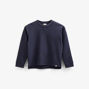 Textured Long Sleeve T-Shirt - Kids - Navy | 100703 Malthe