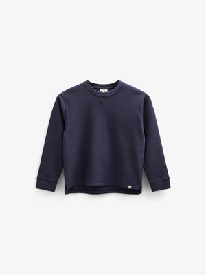 Textured Long Sleeve T-Shirt - Kids - Navy | 100703 Malthe