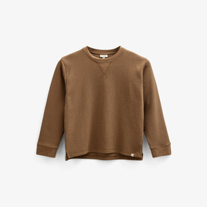 Textured Long Sleeve T-Shirt - Kids - Coffee | 100705 Malthe