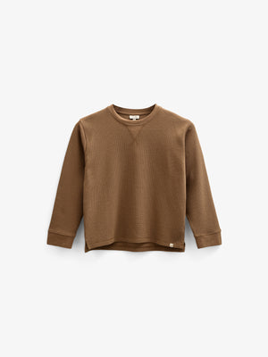 Textured Long Sleeve T-Shirt - Kids - Coffee | 100705 Malthe