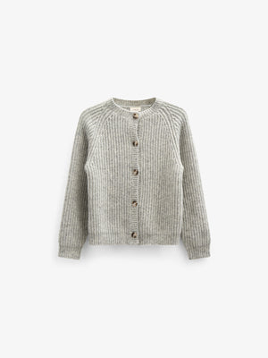 Wool Mix Cardigan - Kids - Grey Melange | 100746 Cork