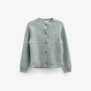 Wool Mix Cardigan - Kids - Green Melange | 100747 Cork