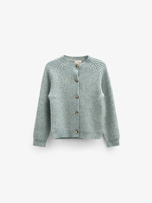 Wool Mix Cardigan - Kids - Green Melange | 100747 Cork