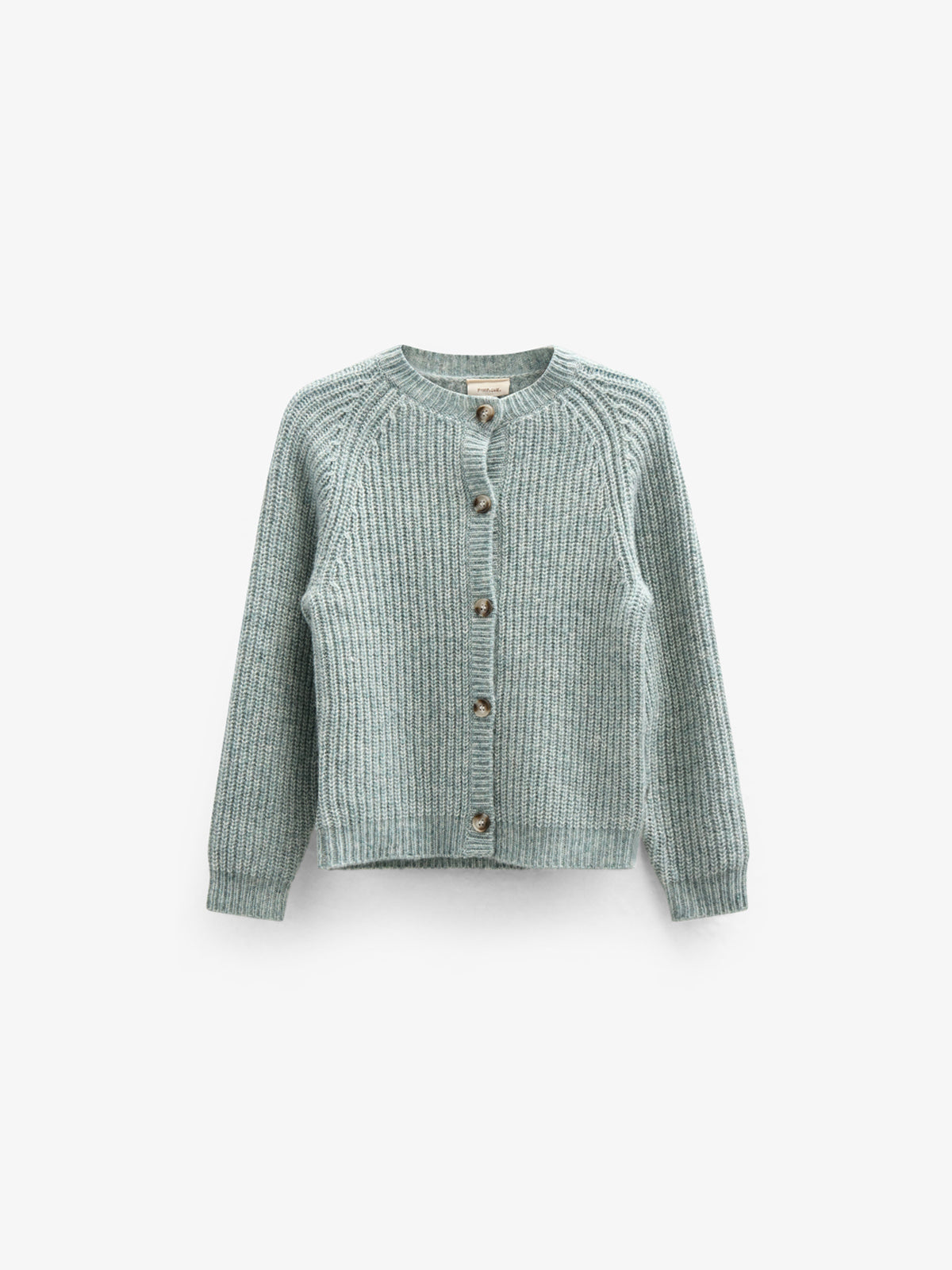 Wool Mix Cardigan - Kids - Green Melange | 100747 Cork