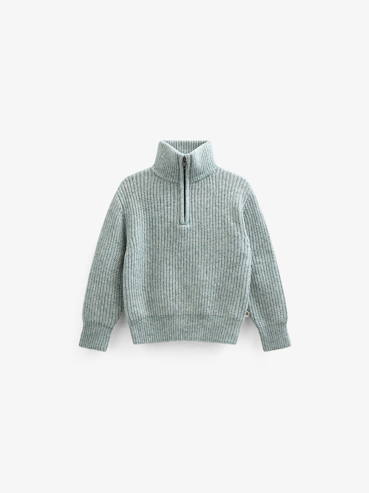 Half Zip Woolmix Sweater - Tween - Green Melange | 100755 Adam