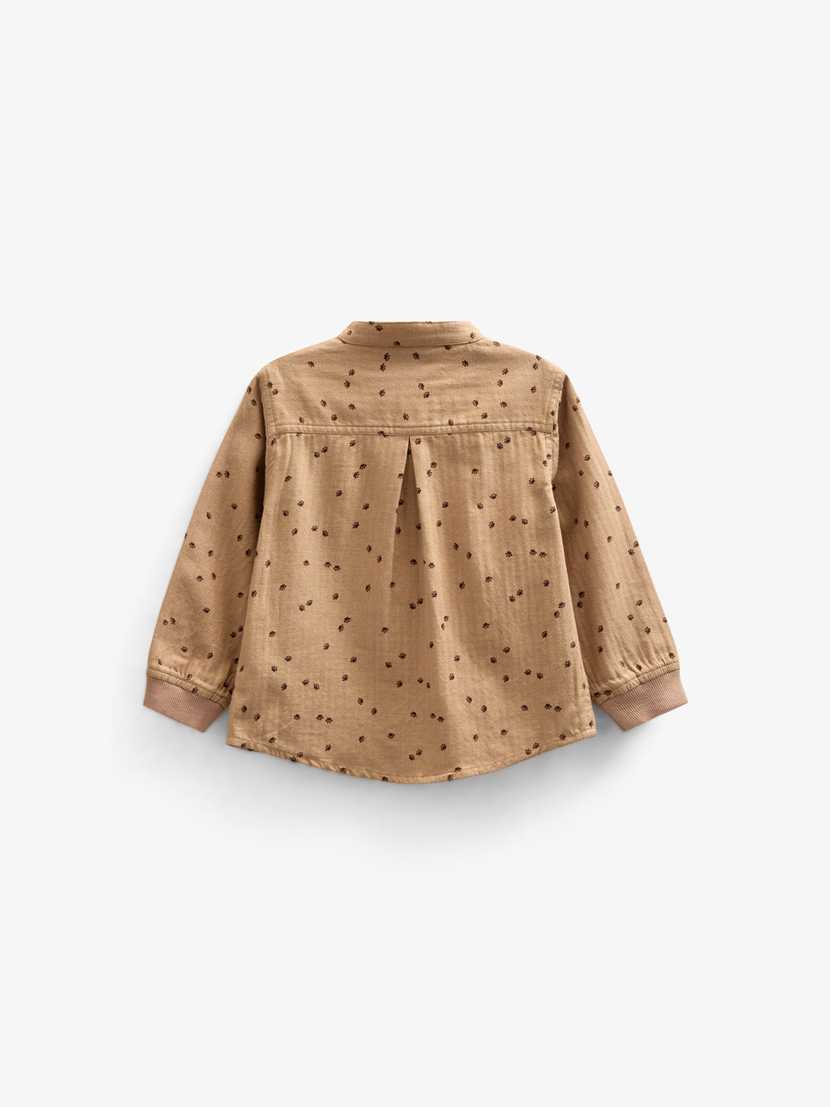 Herringbone Woven Cotton Shirt w/ Print - Kids - Light Brown | 100760 Edward