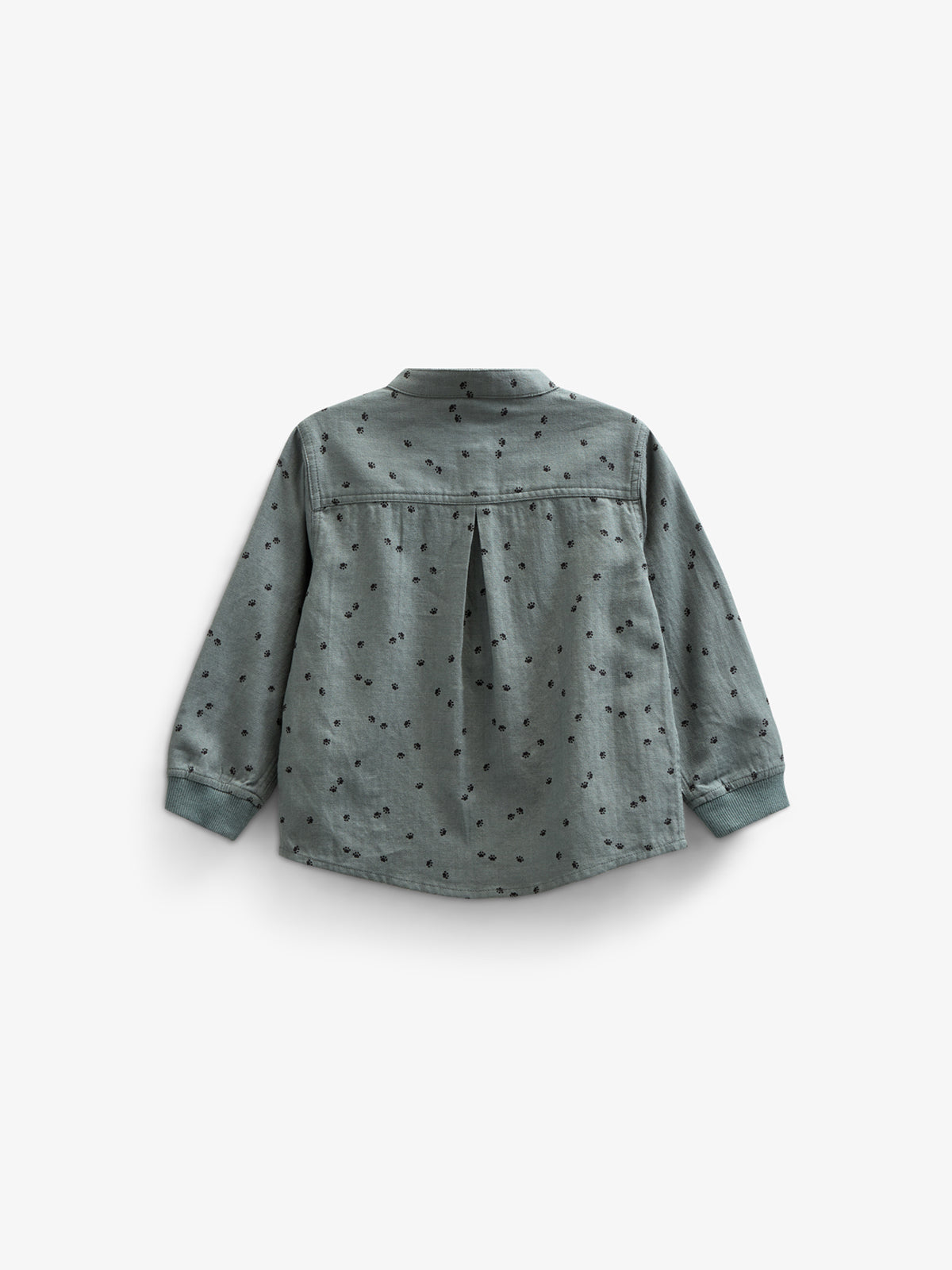Herringbone Woven Cotton Shirt w/ Print - Kids - Dark Dusty Green | 100761 Edward