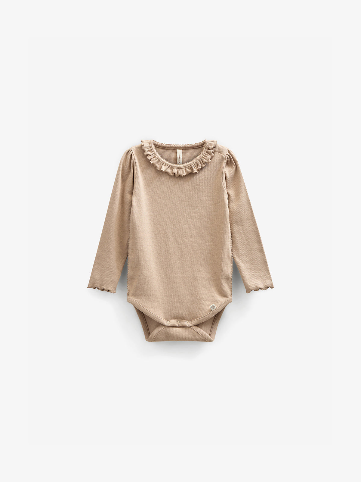 Long Sleeve Modal Rib Bodysuit with Picot edge - Kids - Caffe Latte | 100784 Mia