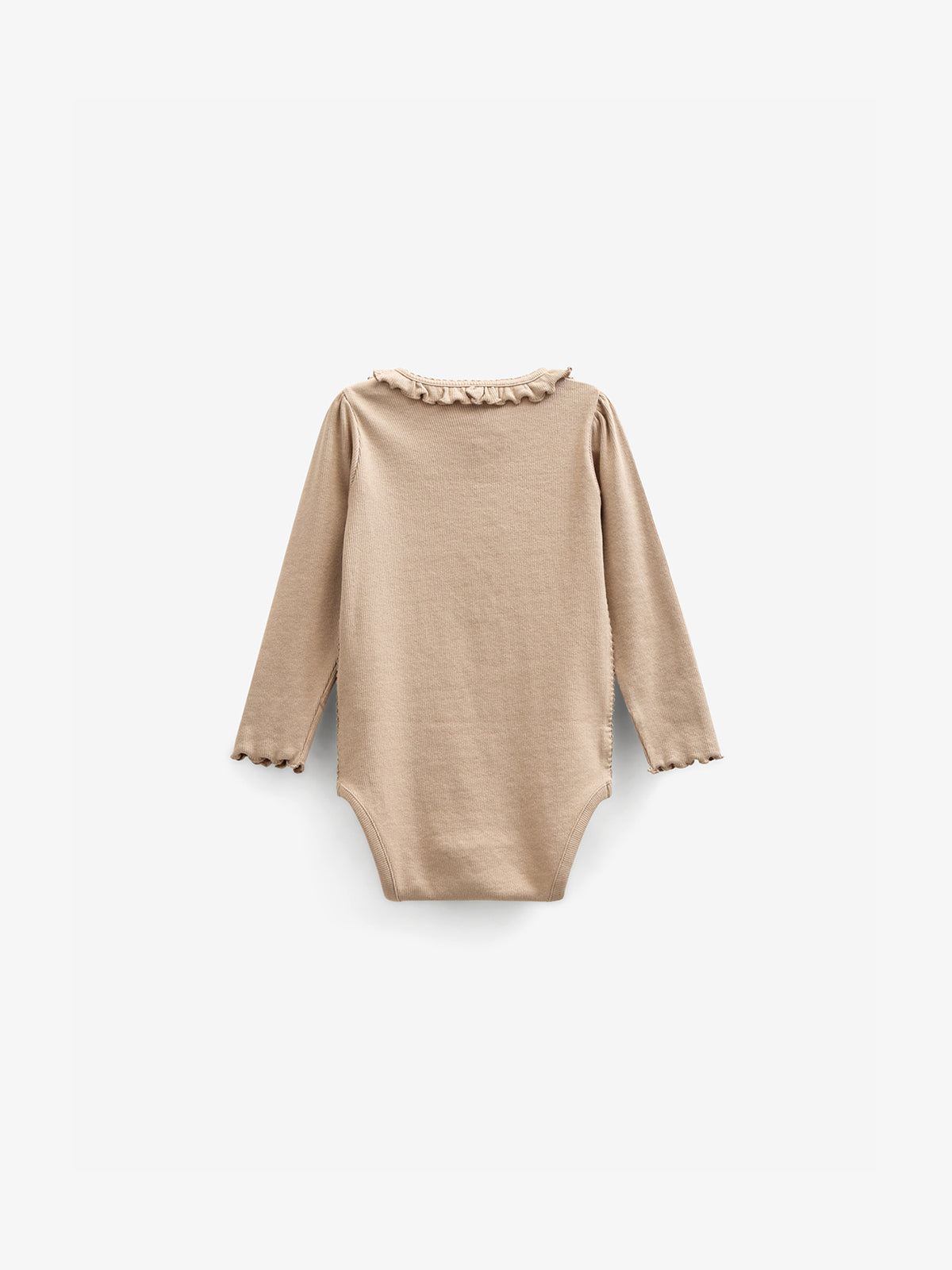 Long Sleeve Modal Rib Bodysuit with Picot edge - Kids - Caffe Latte | 100784 Mia