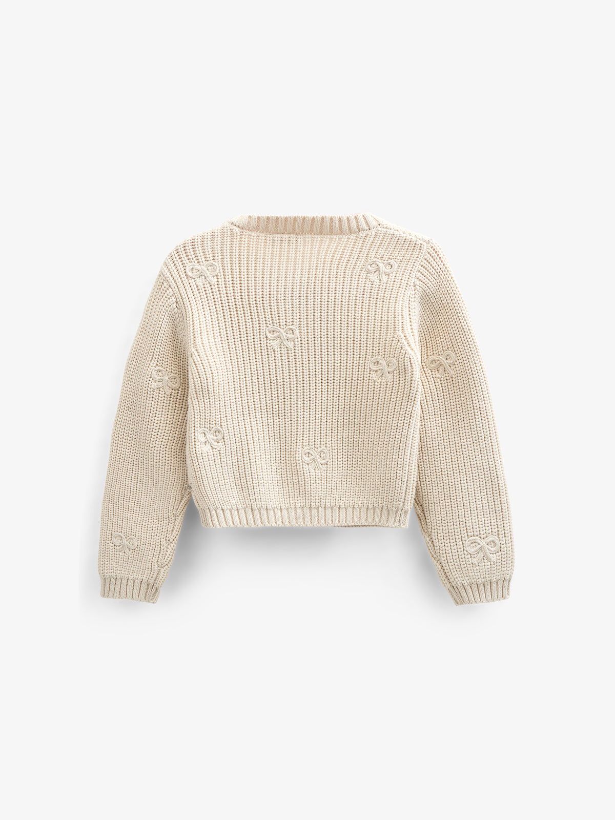 Cotton Knit Cardigan with Bows - Kids - Nature | 100790 Freya