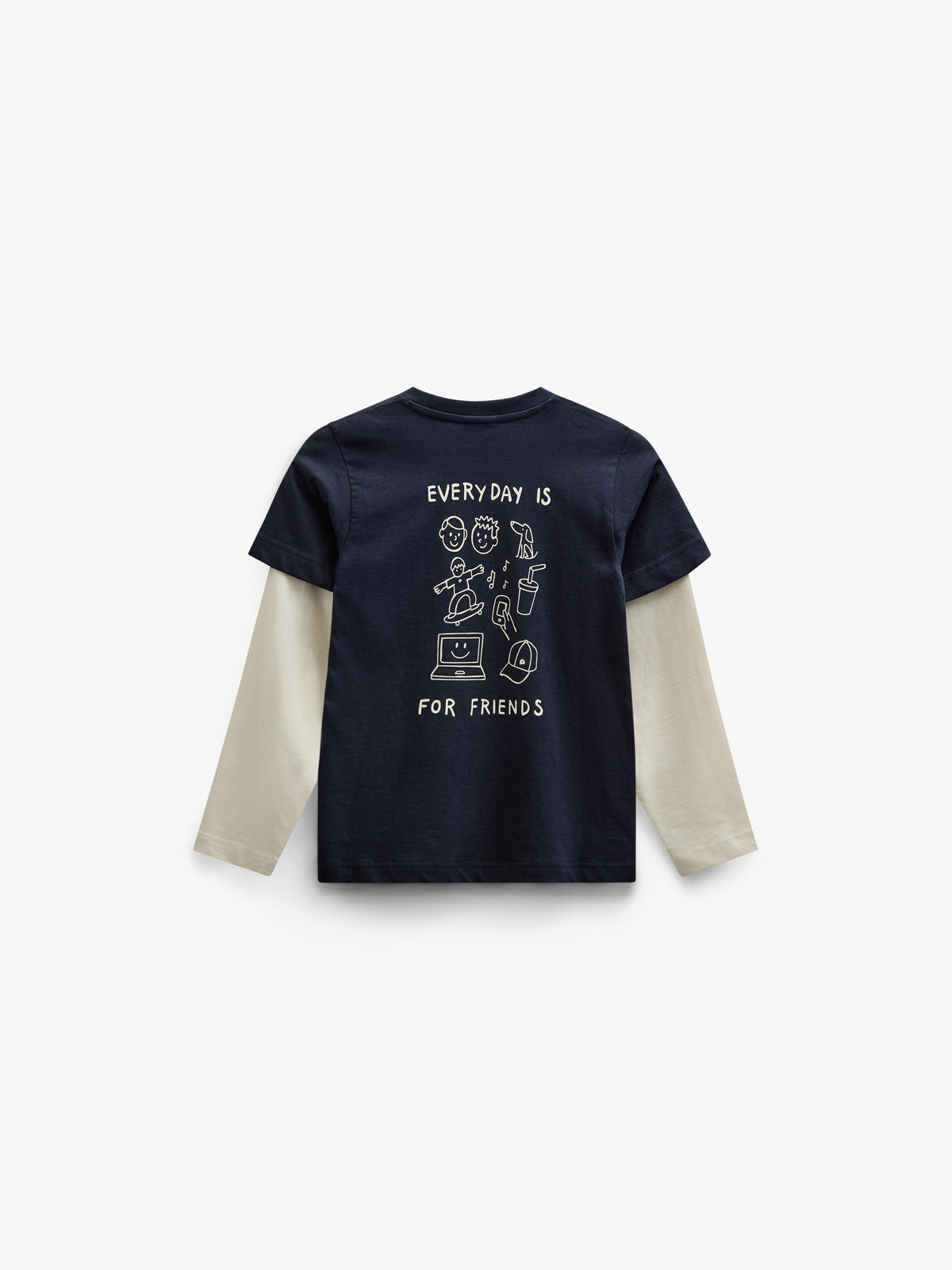 Double Sleeve Boxy T-shirt - Tween - Navy | 100837 Alex
