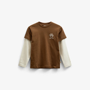 Double Sleeve Boxy T-shirt - Kids - Coffee | 100838 Alex