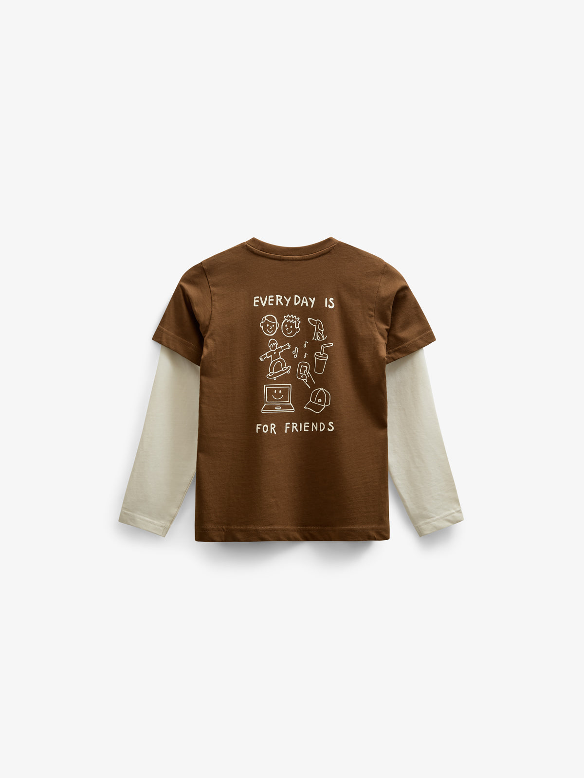 Double Sleeve Boxy T-shirt - Tween - Coffee | 100839 Alex