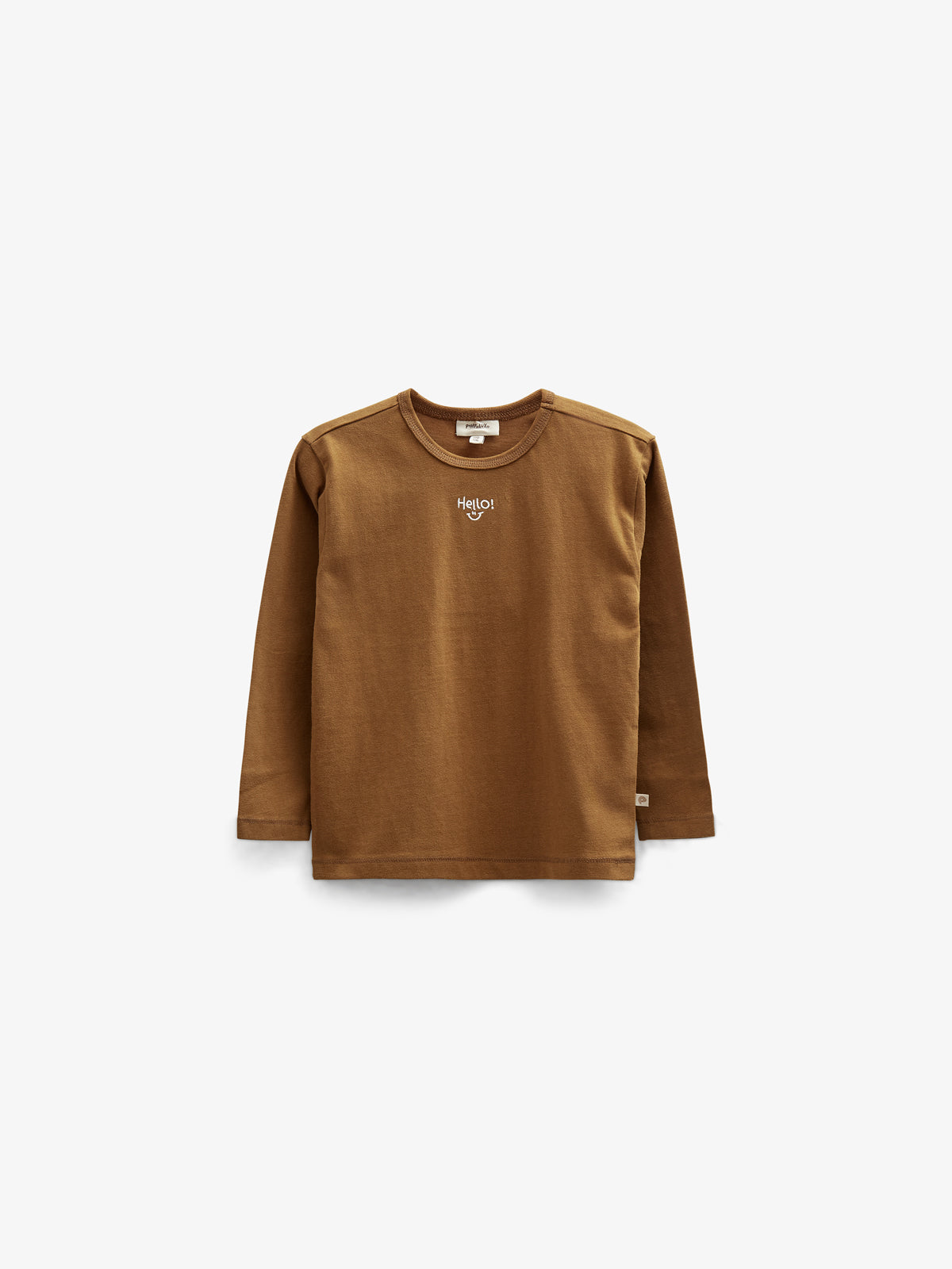 long sleeve T-shirt with Embroidery - Kids - Walnut | 100854 Brandon
