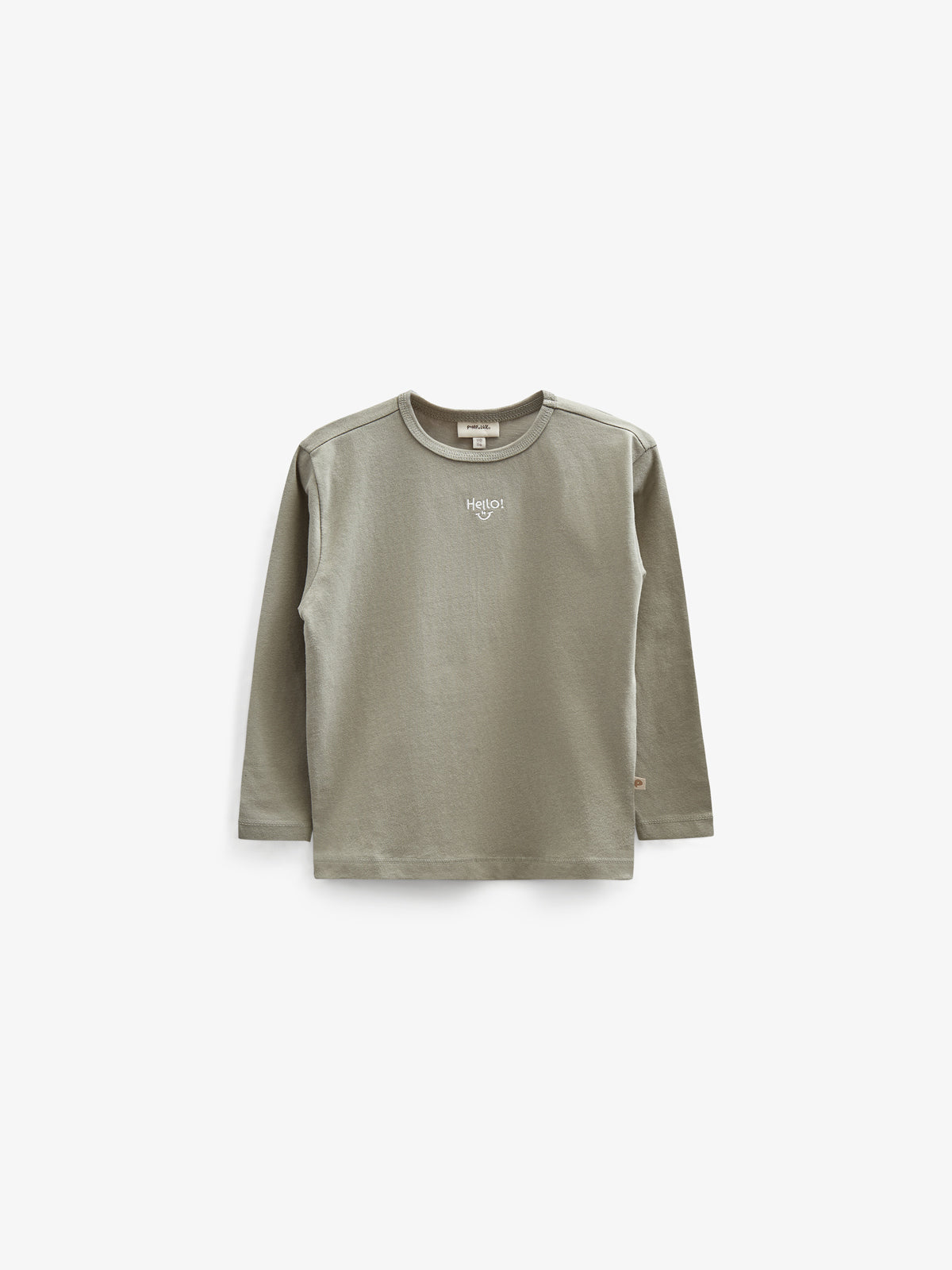 long sleeve T-shirt with Embroidery - Kids - Dusty Green | 100856 Brandon