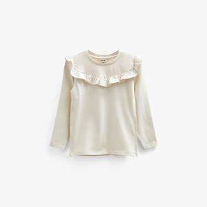 Frill Jersey Blouse - Kids - Off White | 100862 Talia