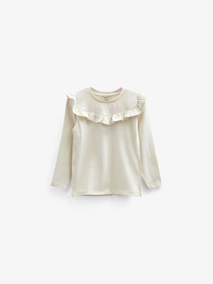 Frill Jersey Blouse - Kids - Off White | 100862 Talia