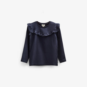 Frill Jersey Blouse - Kids - Navy | 100864 Talia