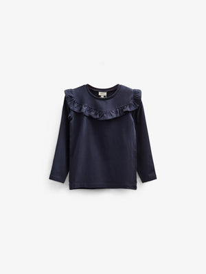 Frill Jersey Blouse - Kids - Navy | 100864 Talia