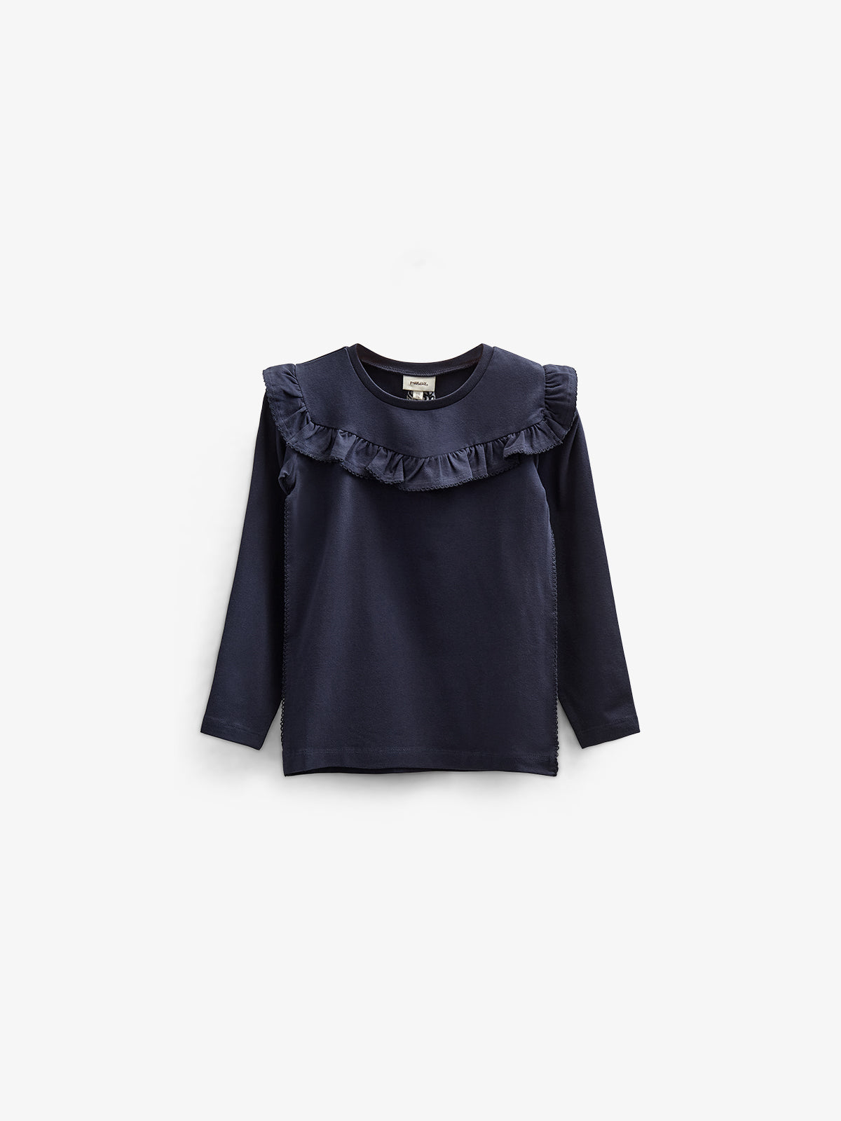 Frill Jersey Blouse - Kids - Navy | 100864 Talia