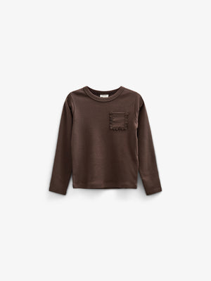Long Sleeve T-shirt with Chest pocket - Kids - Chocolate | 100870 Sienna