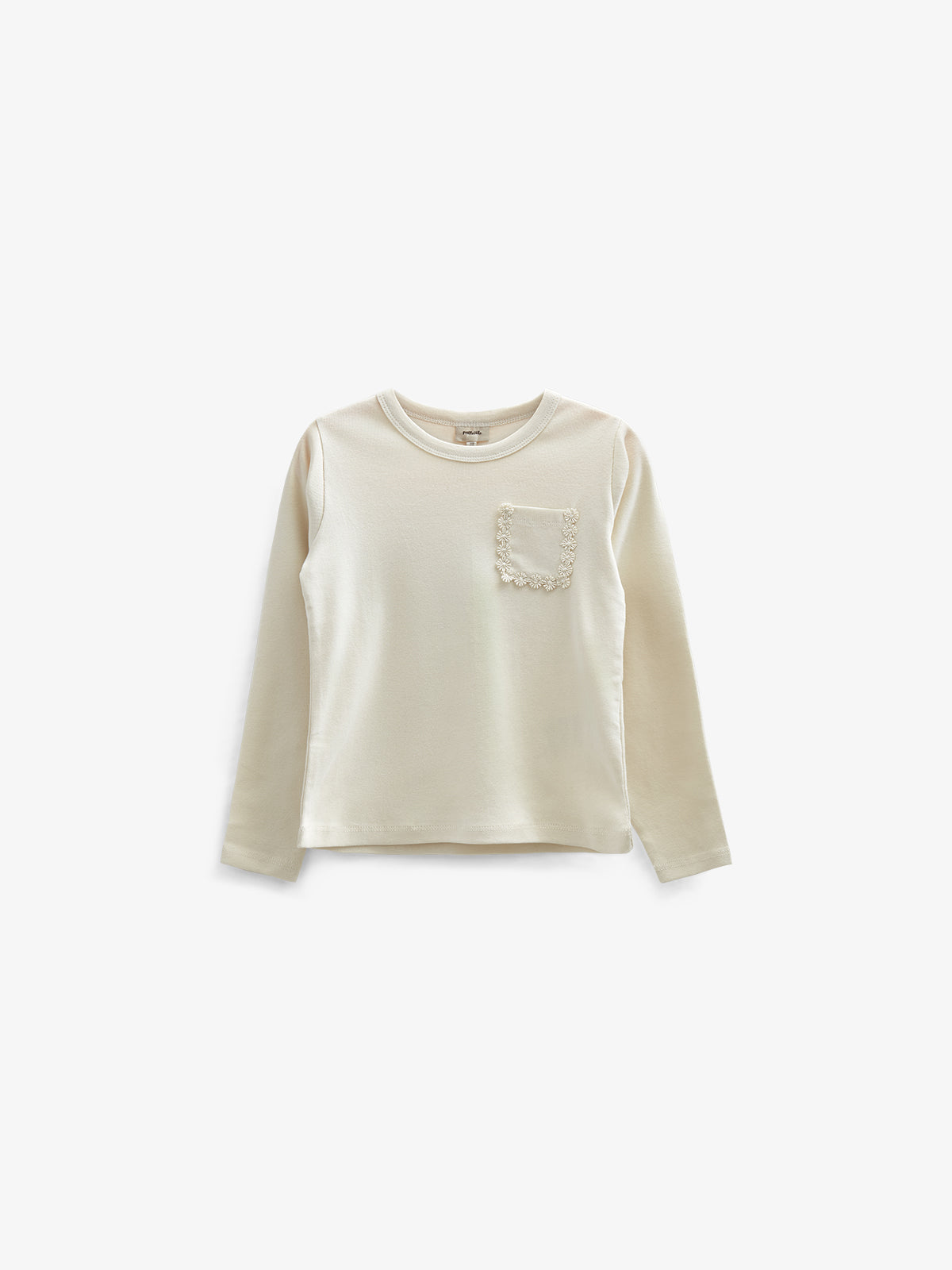 Long Sleeve T-shirt with Chest pocket - Kids - Off White | 100872 Sienna